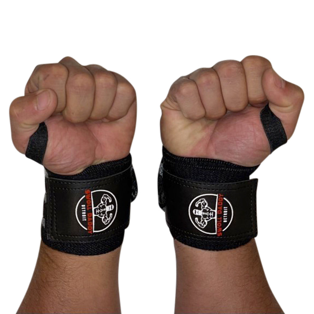 Swoll Daddy Wrist Wraps - 18" Premium Grade with Thumb Loops - Wrist Support Brace - Men & Women - Strength Training, Crossfit, Powerlifting, Weight Lifting