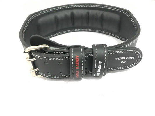 Swoll Daddy 4" Weight Lifting Belt for Men & Women - Premium 100% Leather Belt, Adjustable Back Support & Stability for Gym, Weightlifting, Strength Training, Squat or Deadlift!