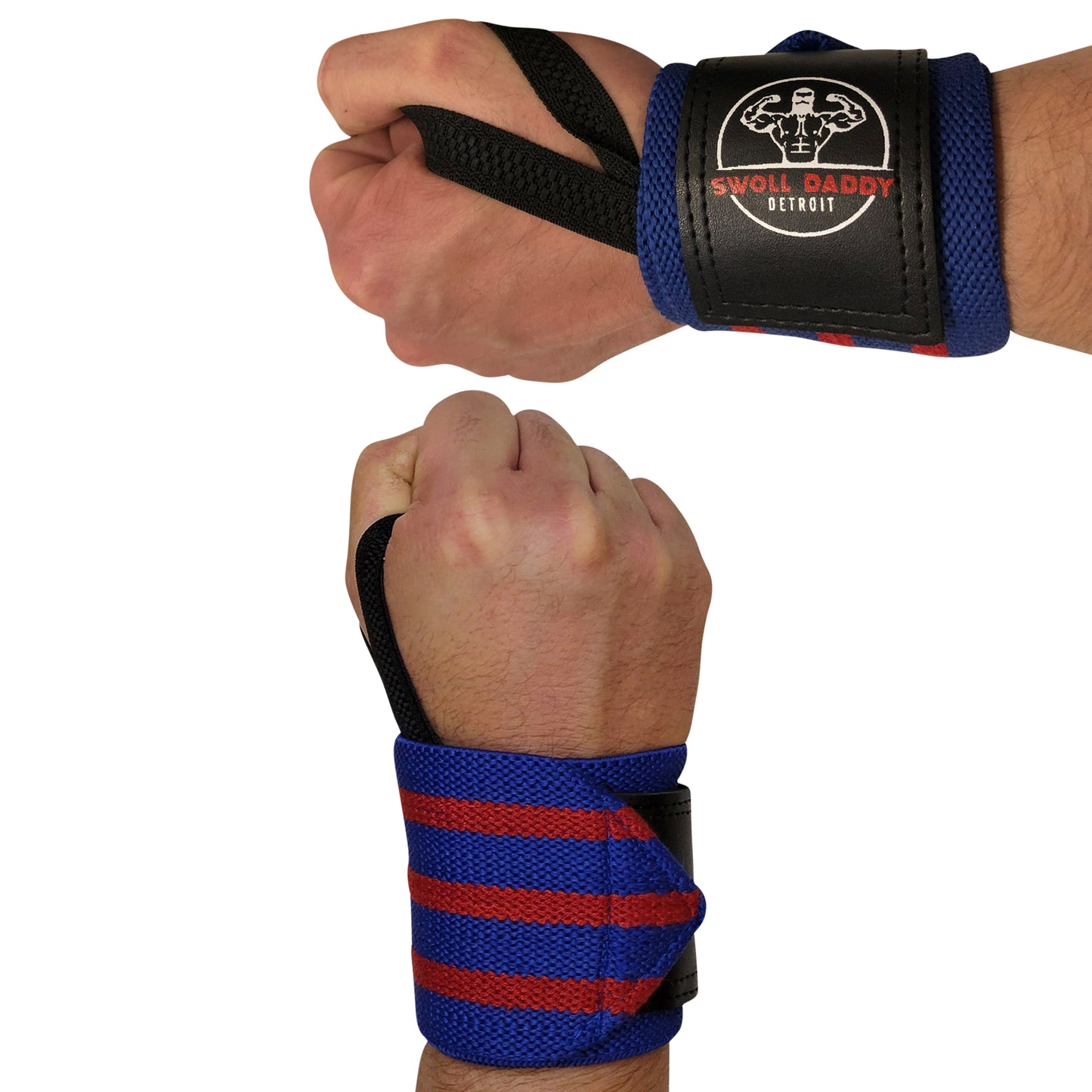 Swoll Daddy Wrist Wraps - 18" Premium Grade with Thumb Loops - Wrist Support Brace - Men & Women - Strength Training, Crossfit, Powerlifting, Weight Lifting