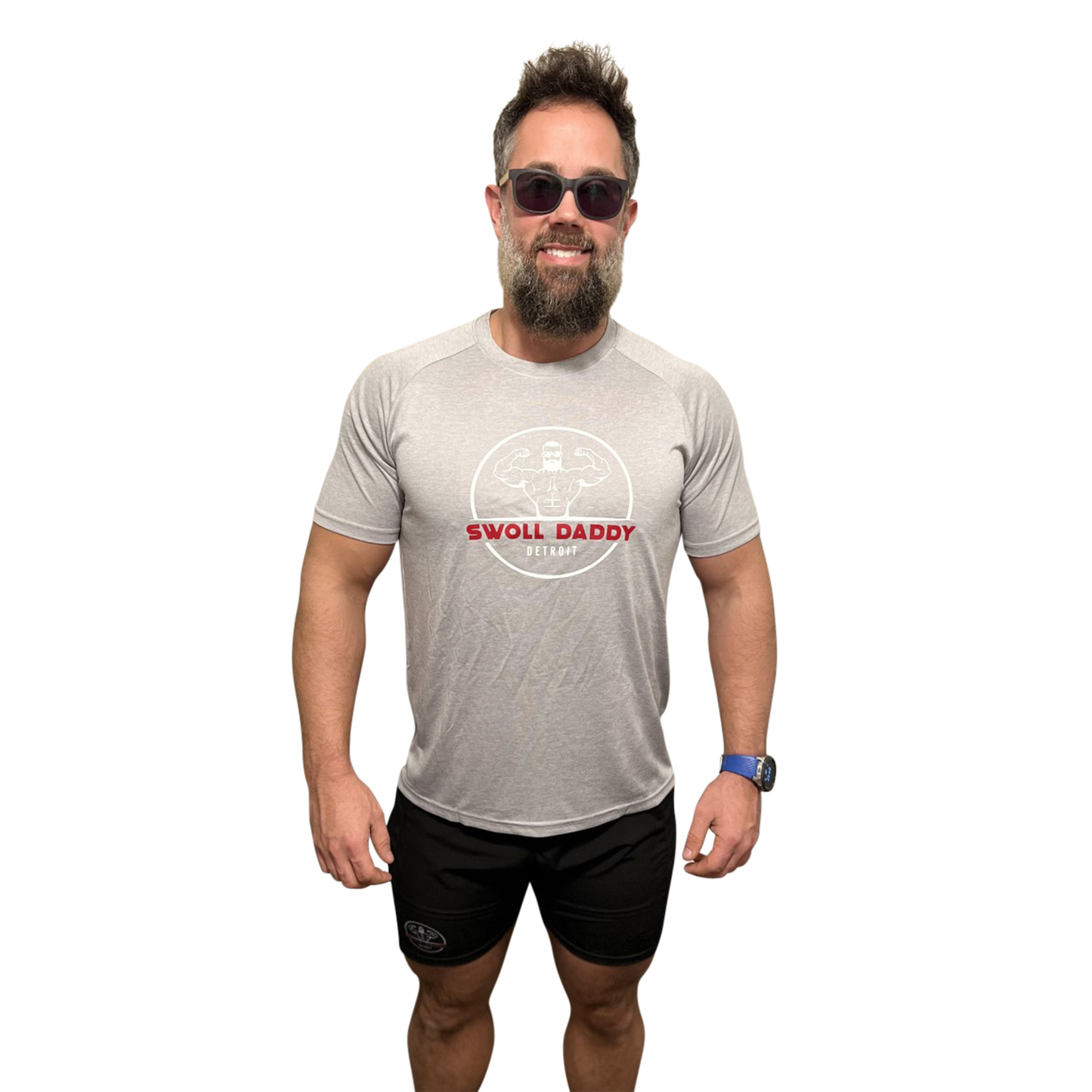 Swoll Daddy Workout Shirts with Moisture Wicking Quick Dry Active Athletic Men's Gym Performance T Shirts