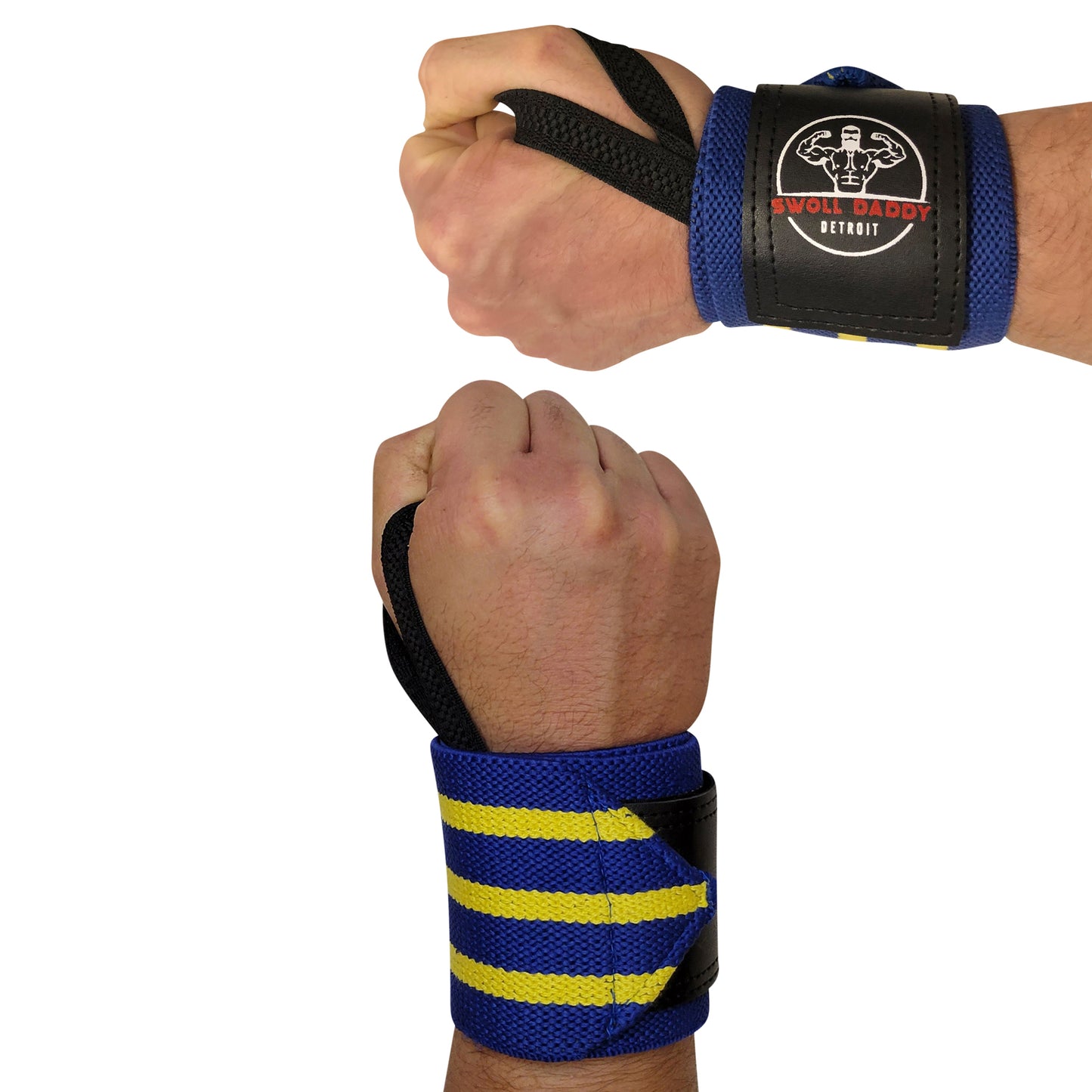 Swoll Daddy Wrist Wraps - 18" Premium Grade with Thumb Loops - Wrist Support Brace - Men & Women - Strength Training, Crossfit, Powerlifting, Weight Lifting