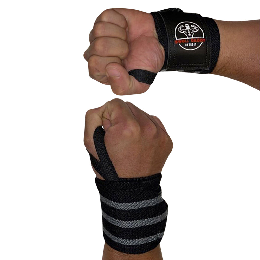 Swoll Daddy Wrist Wraps - 18" Premium Grade with Thumb Loops - Wrist Support Brace - Men & Women - Strength Training, Crossfit, Powerlifting, Weight Lifting