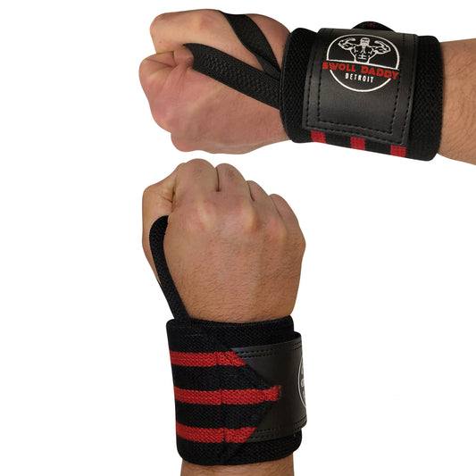 Swoll Daddy Wrist Wraps - 18" Premium Grade with Thumb Loops - Wrist Support Brace - Men & Women - Strength Training, Crossfit, Powerlifting, Weight Lifting