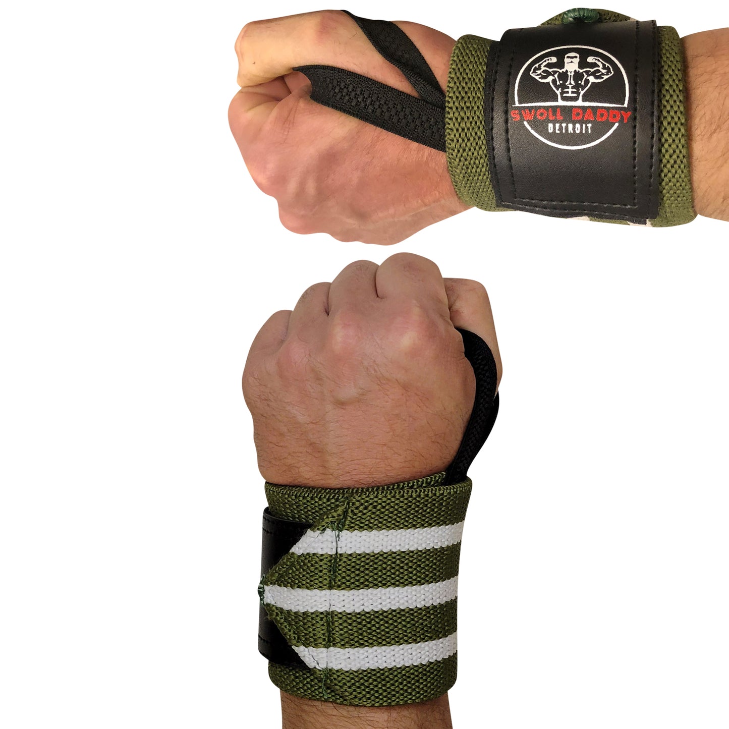 Swoll Daddy Wrist Wraps - 18" Premium Grade with Thumb Loops - Wrist Support Brace - Men & Women - Strength Training, Crossfit, Powerlifting, Weight Lifting